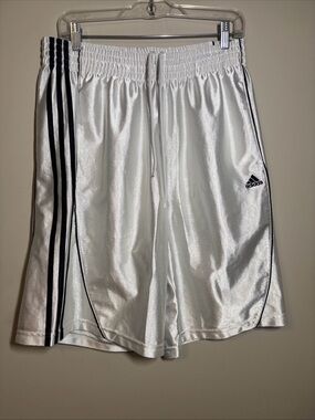 Adidas White  dazzle Athletic Shorts with Black Logo Tag
